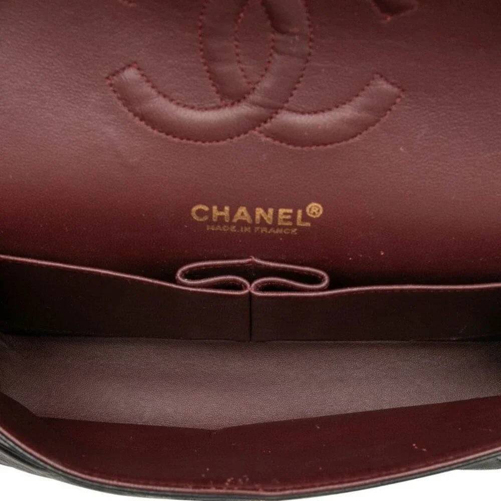 Chanel Matelasse Lambskin Coco Mark 25 Double Flap Chain Shoulder Bag Navy